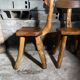 Pair of brutalist olive chairs
