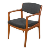 Fauteuil vintage en teck et cuir par Erik Buck pour Ørum Møbelfabrik, Danemark 1960