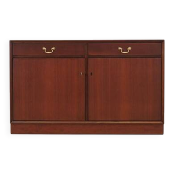 Danish mahogany veneered cabinet with drawers and lockable doors, 1970s