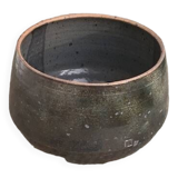 Glazed ceramic pot cover, brown, vintage 1970