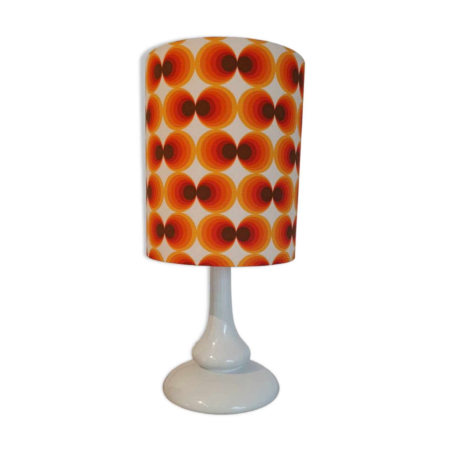 Table lamp in a seventies style | orange psychedelic round lampshade
