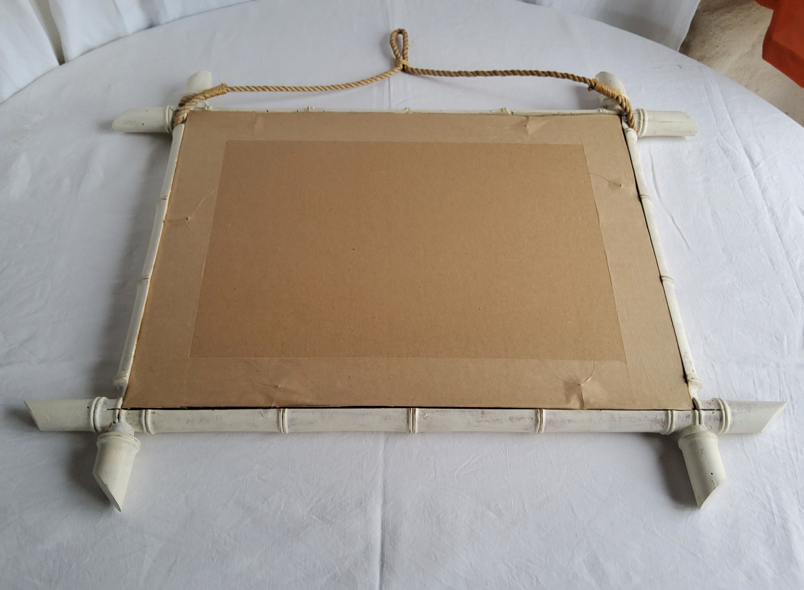 Patinated bamboo mirror