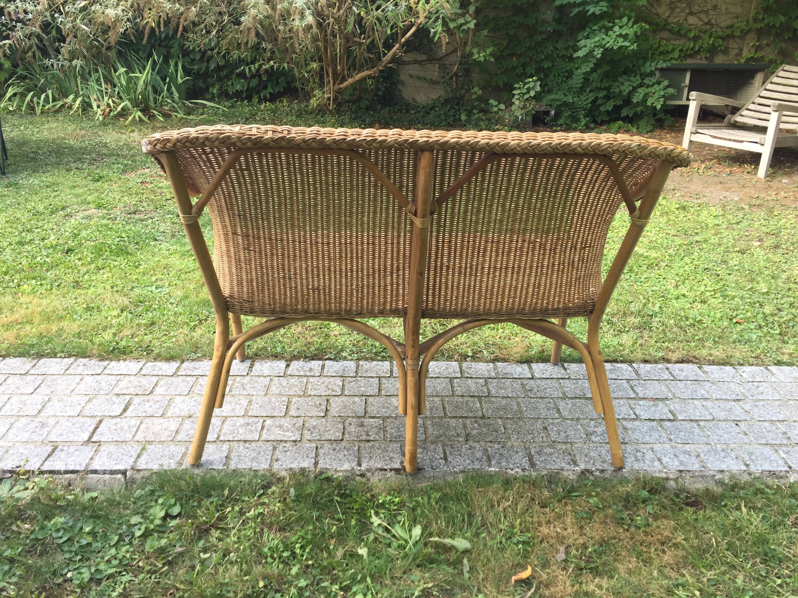 Banquette en bambou, rotin & osier adulte vintage