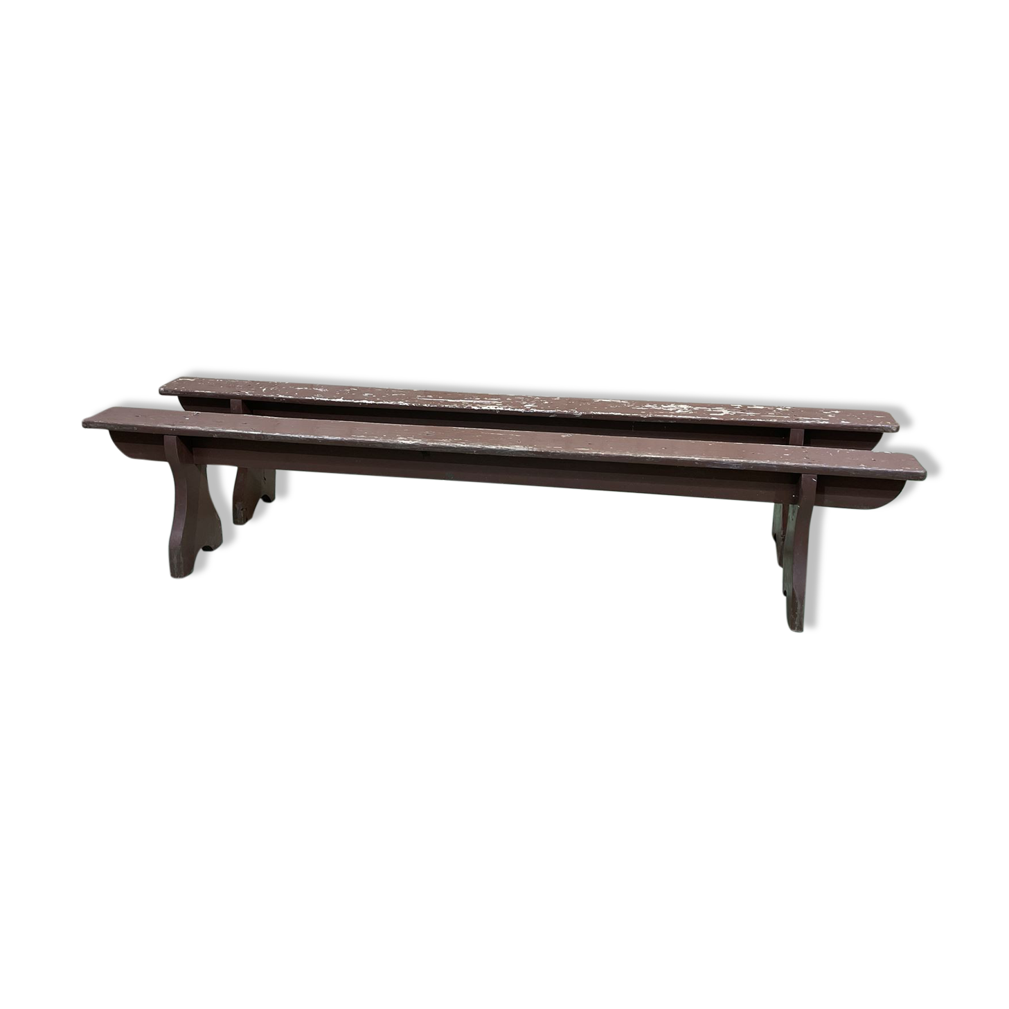 Pair of 1930s farm table benches