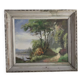 peinture à l'huile ancienne paysage signée Marceau peinture à l'huile encadrée