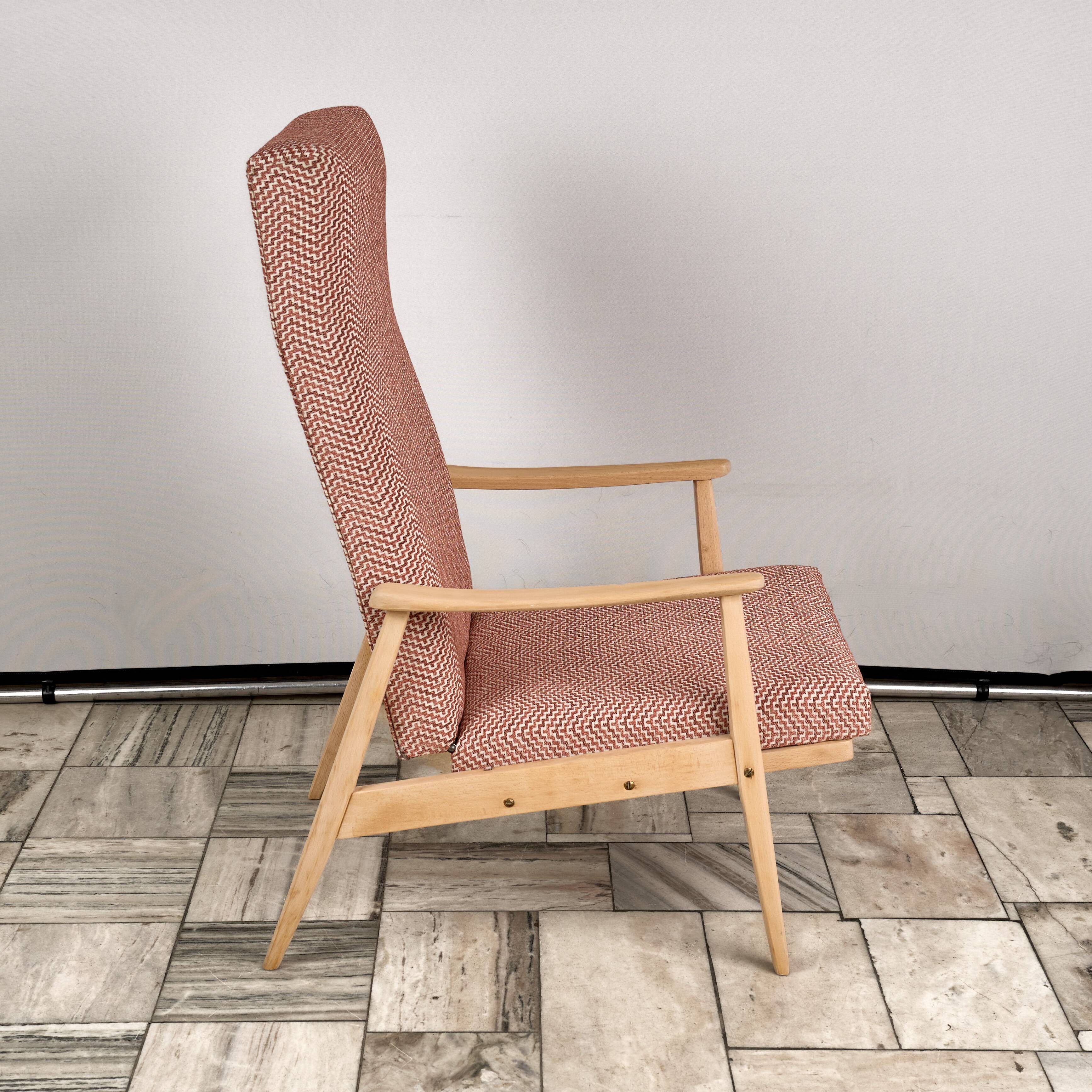 Vintage Recliner Armchair with Ottoman, 1960s, Czechoslovakia