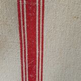Set of 6 old tea towels metis color ecru red stripes