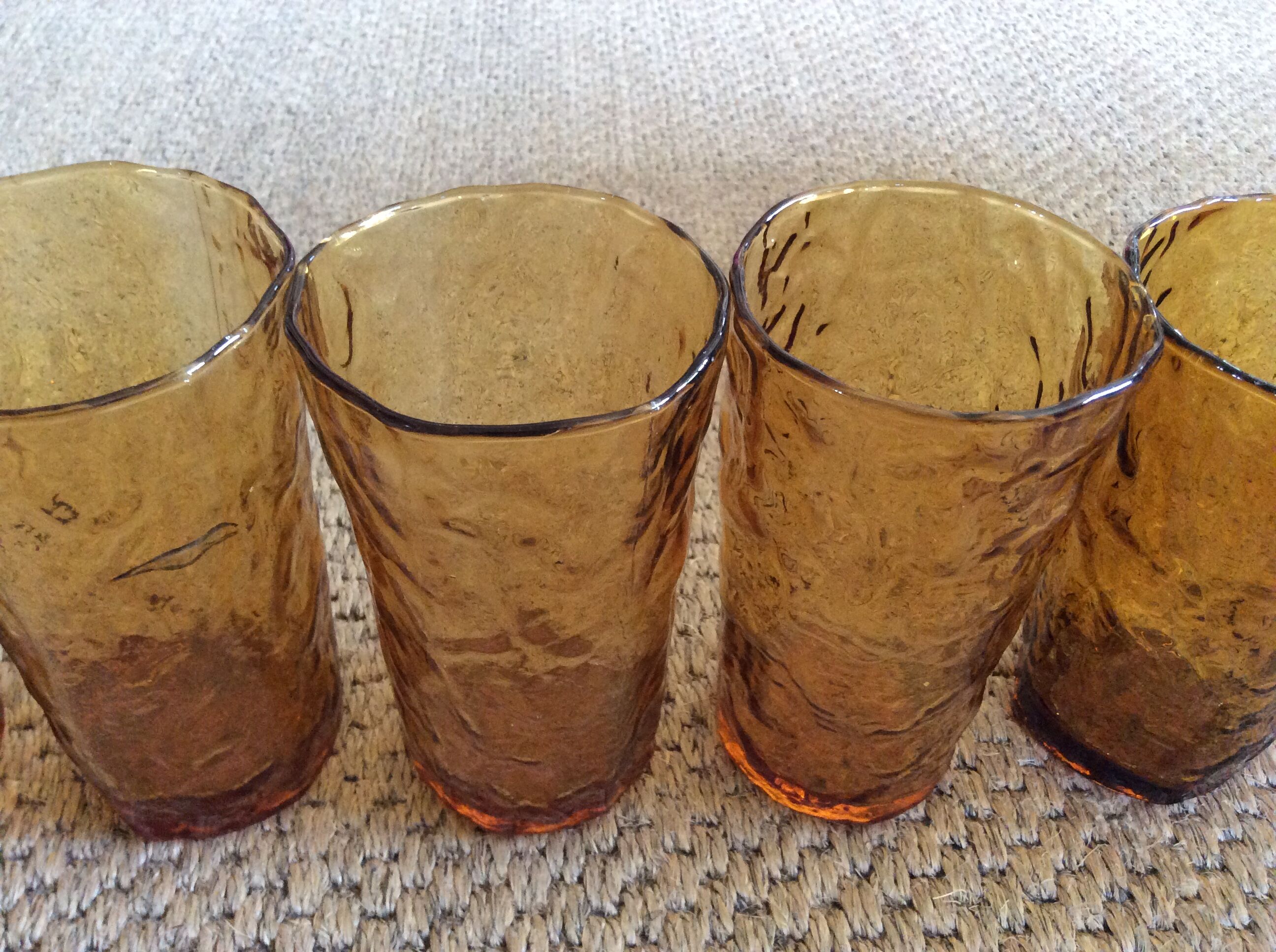 Series of 6 amber glasses