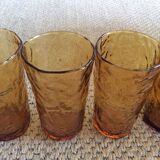 Series of 6 amber glasses