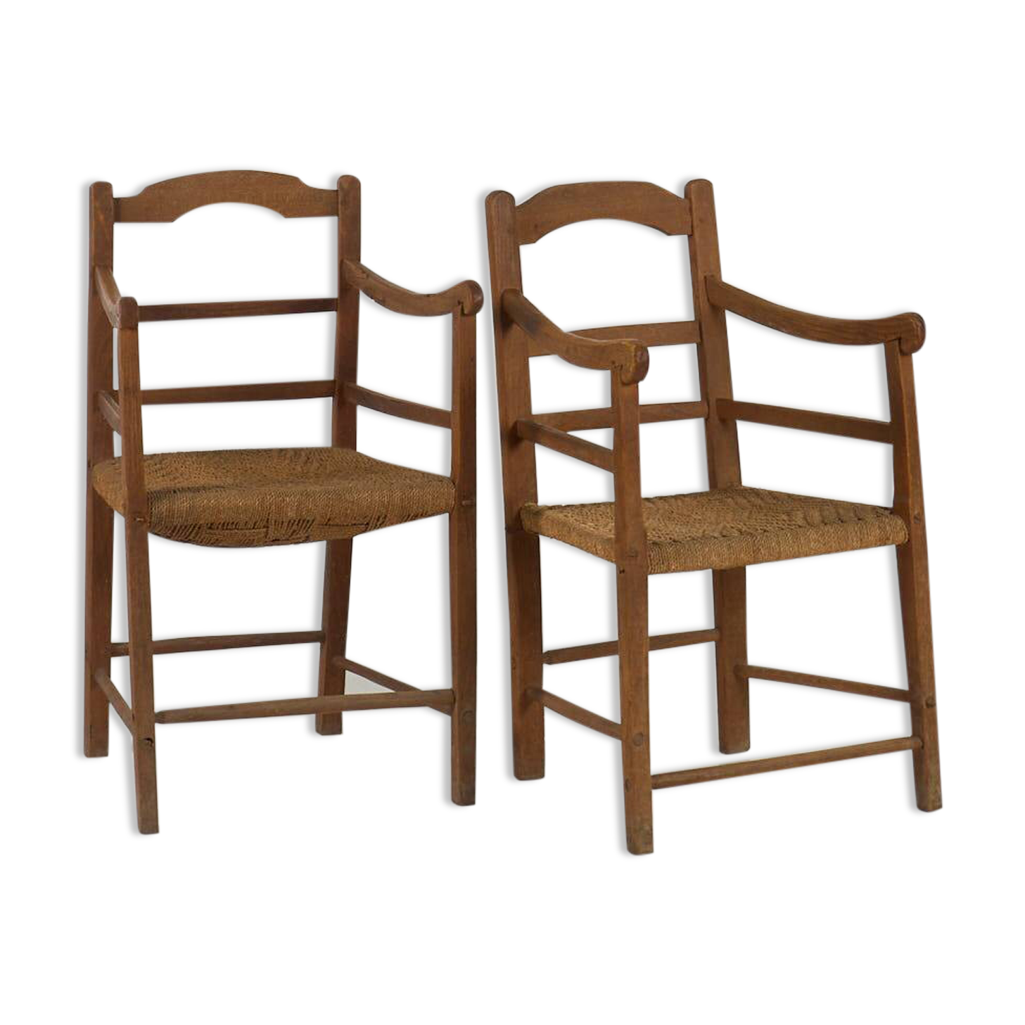 Two oak and rope armchairs, circa 1900