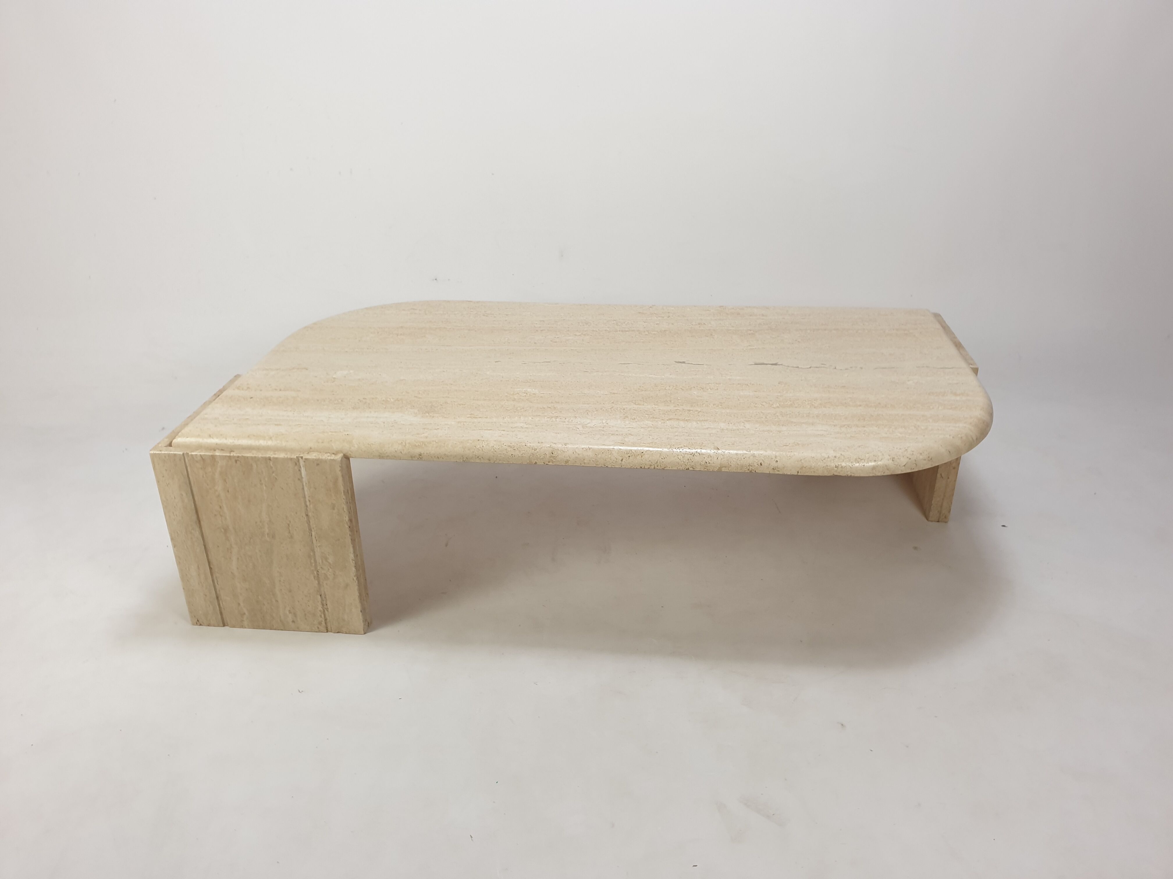 Italian travertine coffee table, 1980s