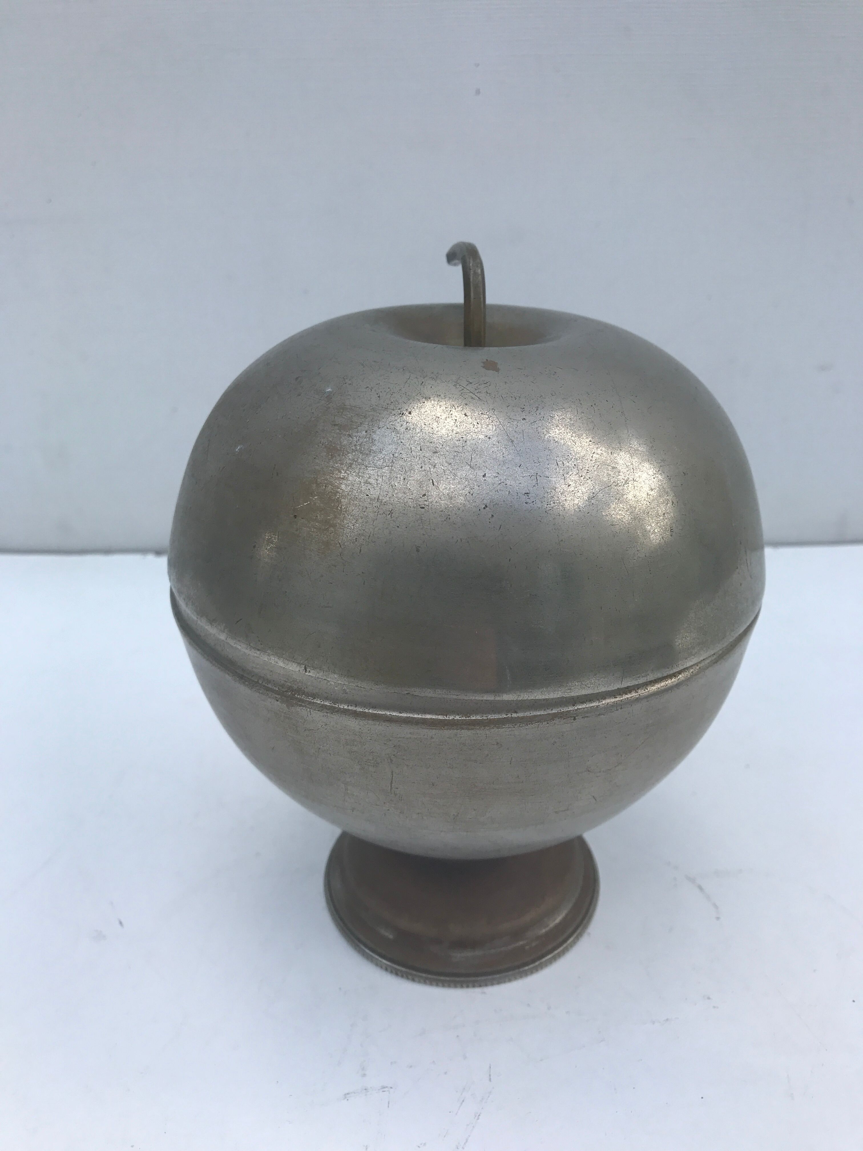 Old silver metal ice bucket Apple vintage #2