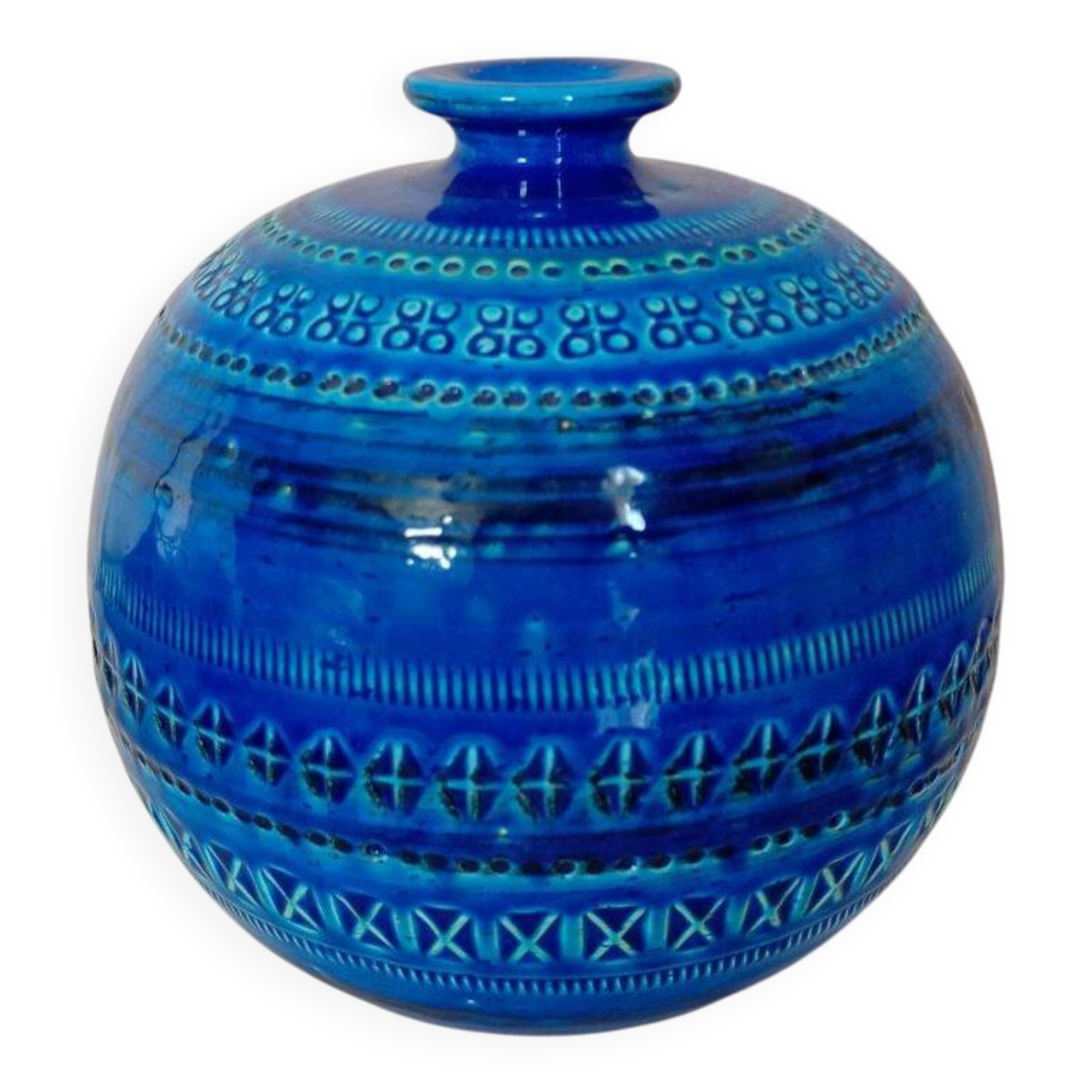 Bitossi "Rimini Blu" Ceramic Ball Vase by Aldo Londi