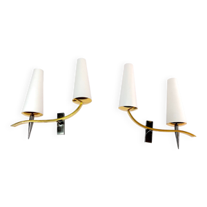 Paire d'appliques doubles - laiton