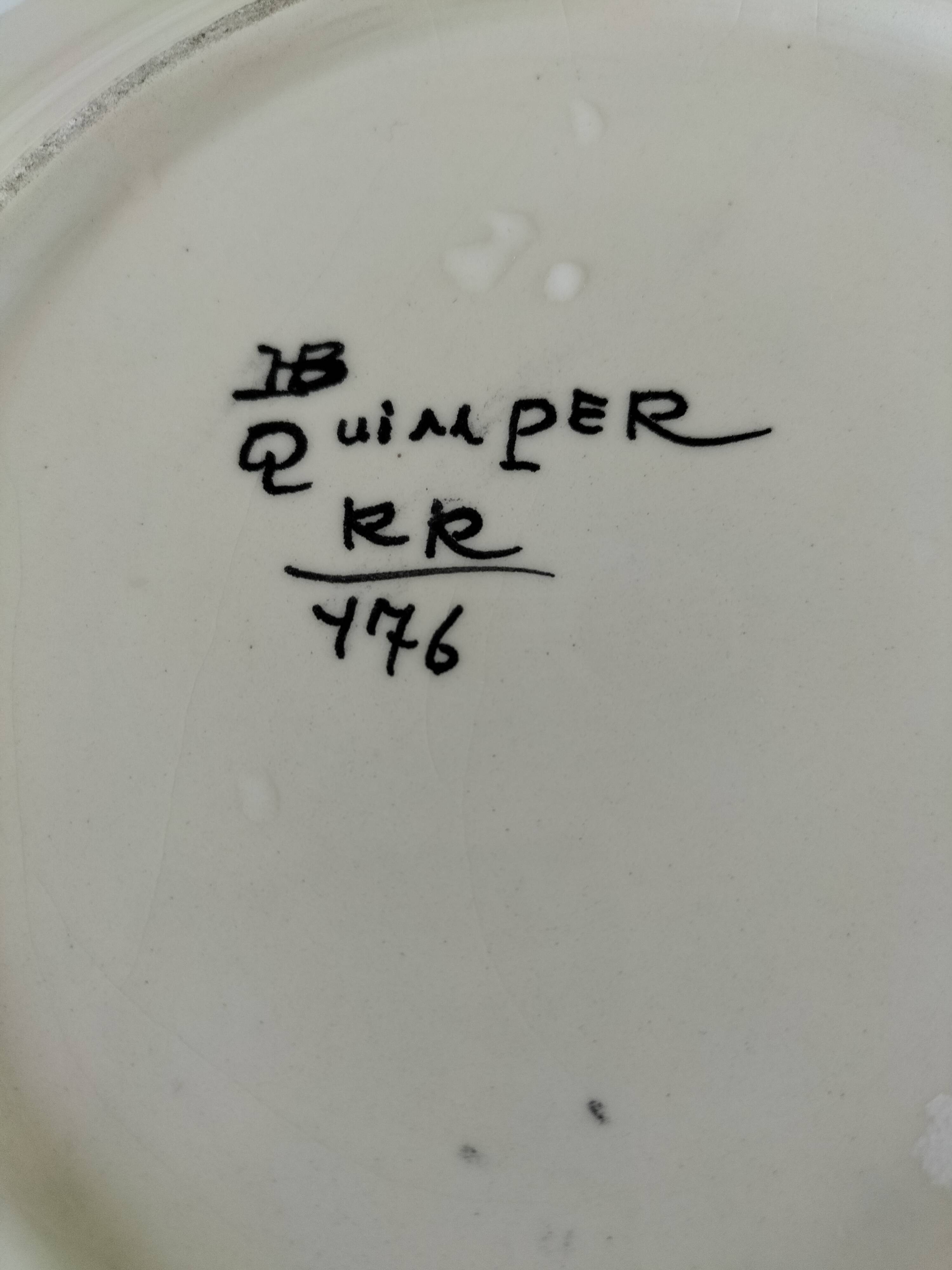 Antique HB Quimper plate – Portrait of a Breton – circa 1930