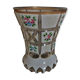 Vase with violets double cut glass nineteenth