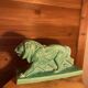 Large Art Deco lion sculpture, in crackled enamel, Peugeot, 1934, Le Jan