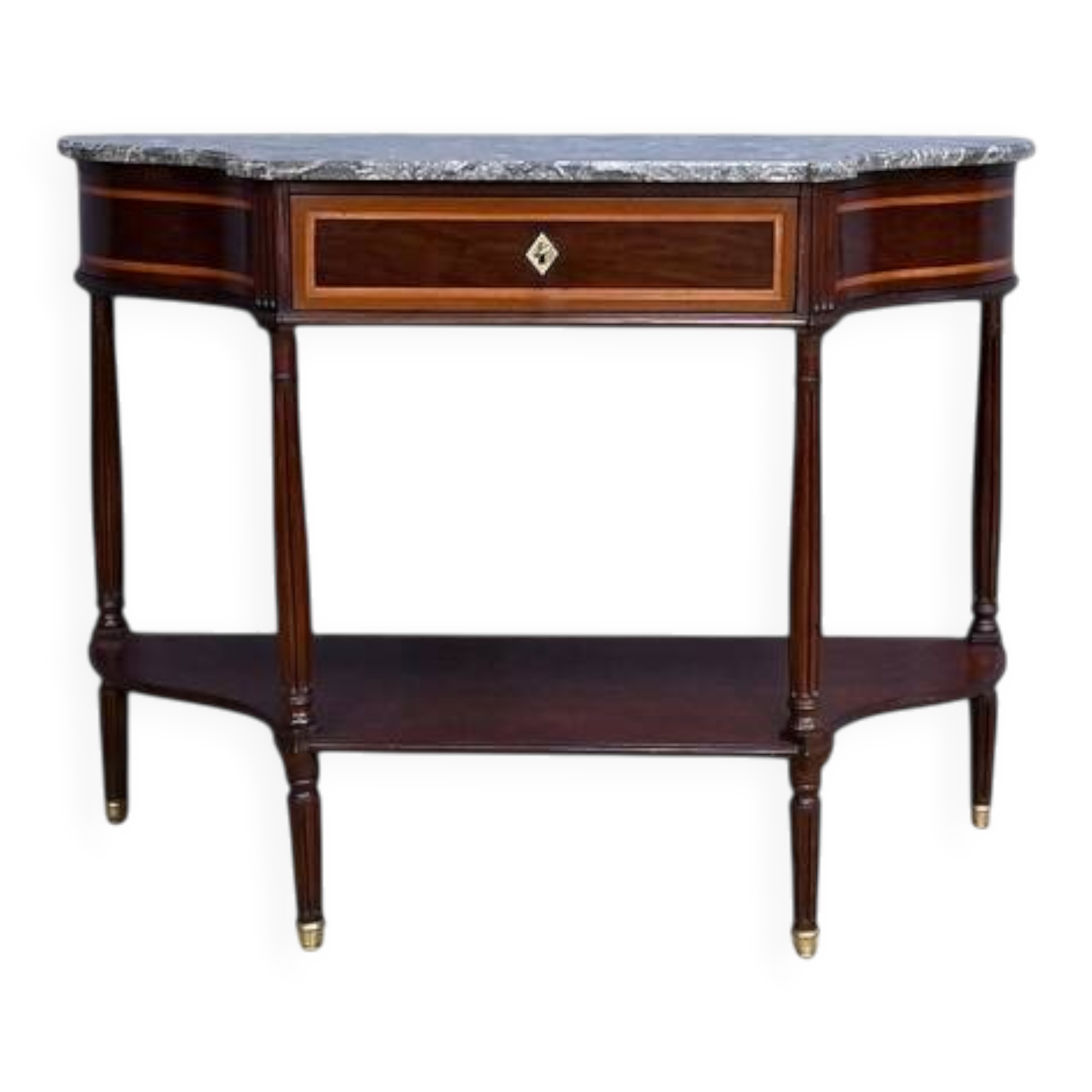 Console in mahogany and marble, Louis XVI period – late 18th century.