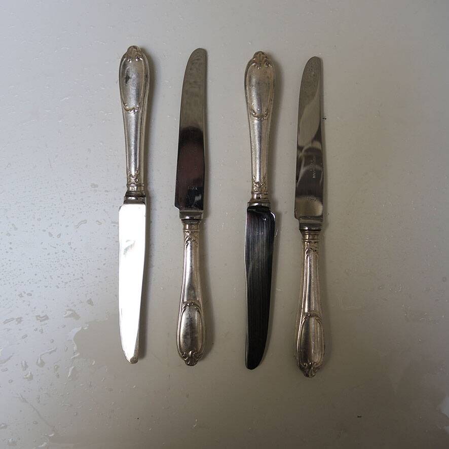 4 old stainless steel table knives by Grossmann