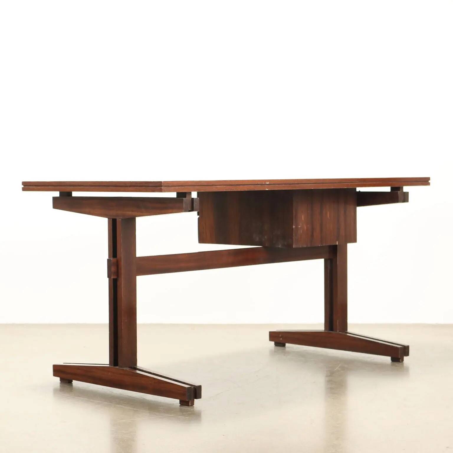 Bureau d’écriture vintage en placage de bois exotique, design, Italie, années 1960