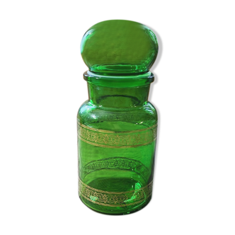 Golden green vintage jar