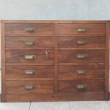 Meuble de métier 10 tiroirs en noyer