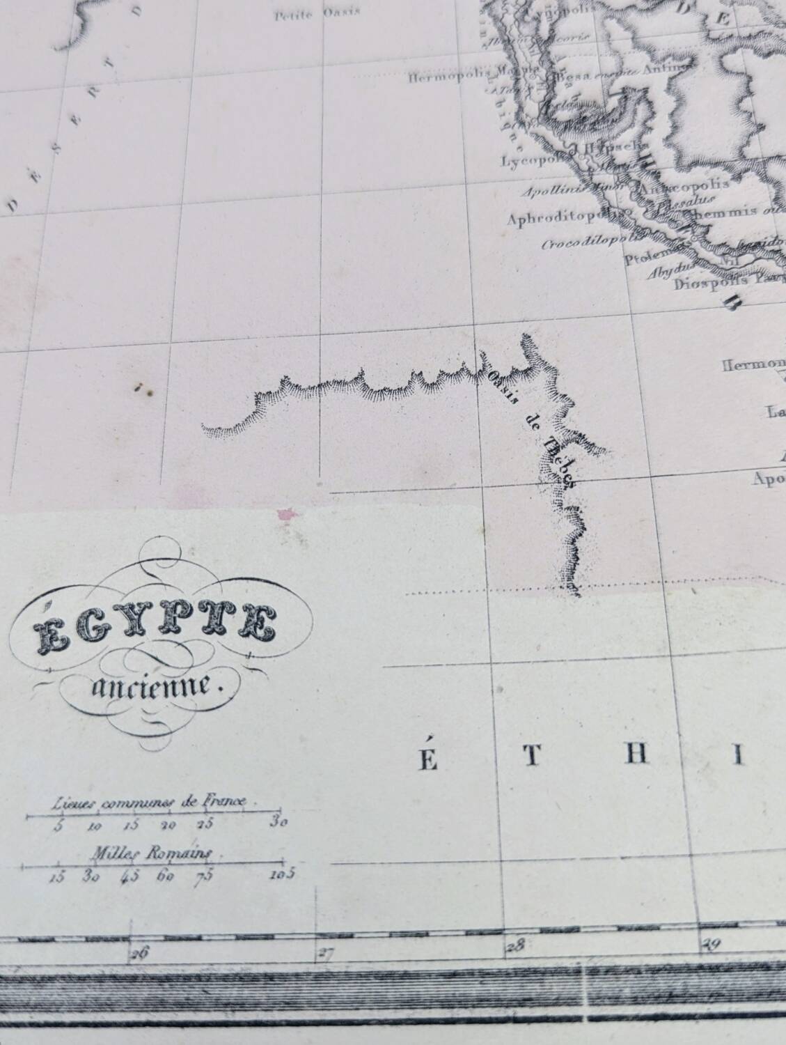 Ancient Egypt, original map printed in 1852.