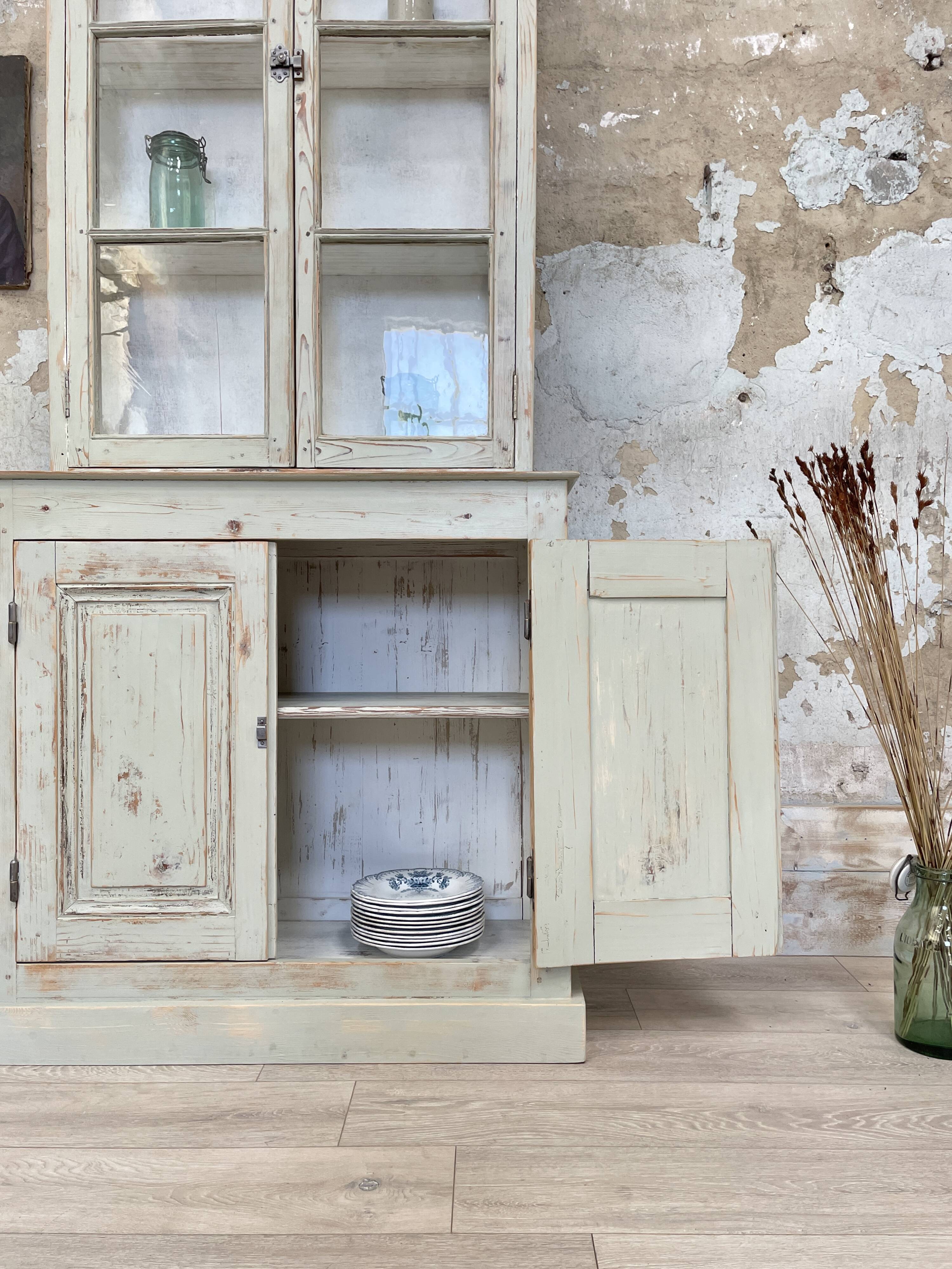 Furniture two body showcase, around 1900.