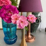 Copper lamp, cable 2 m, fabric shade