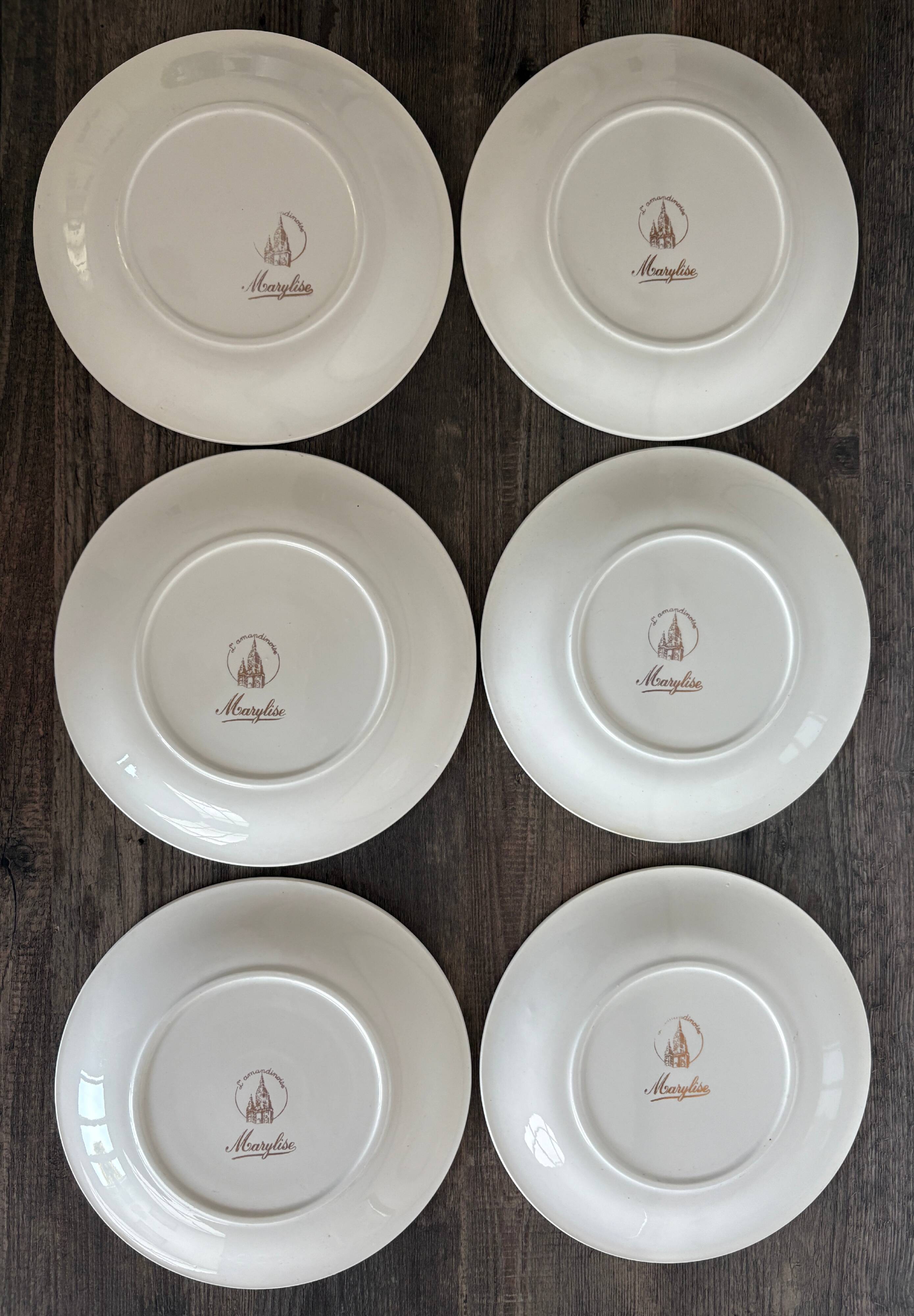 6 Amandinoise dessert plates