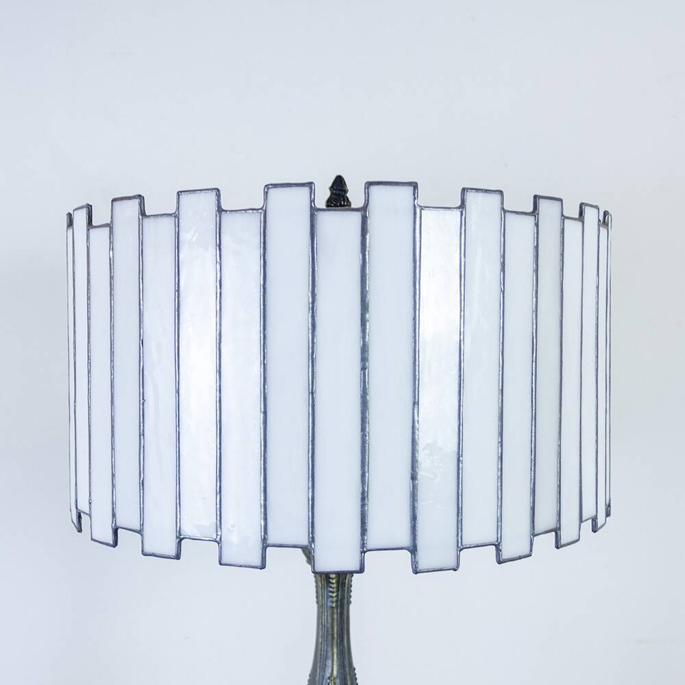 Bronze lamp with mother-of-pearl shade