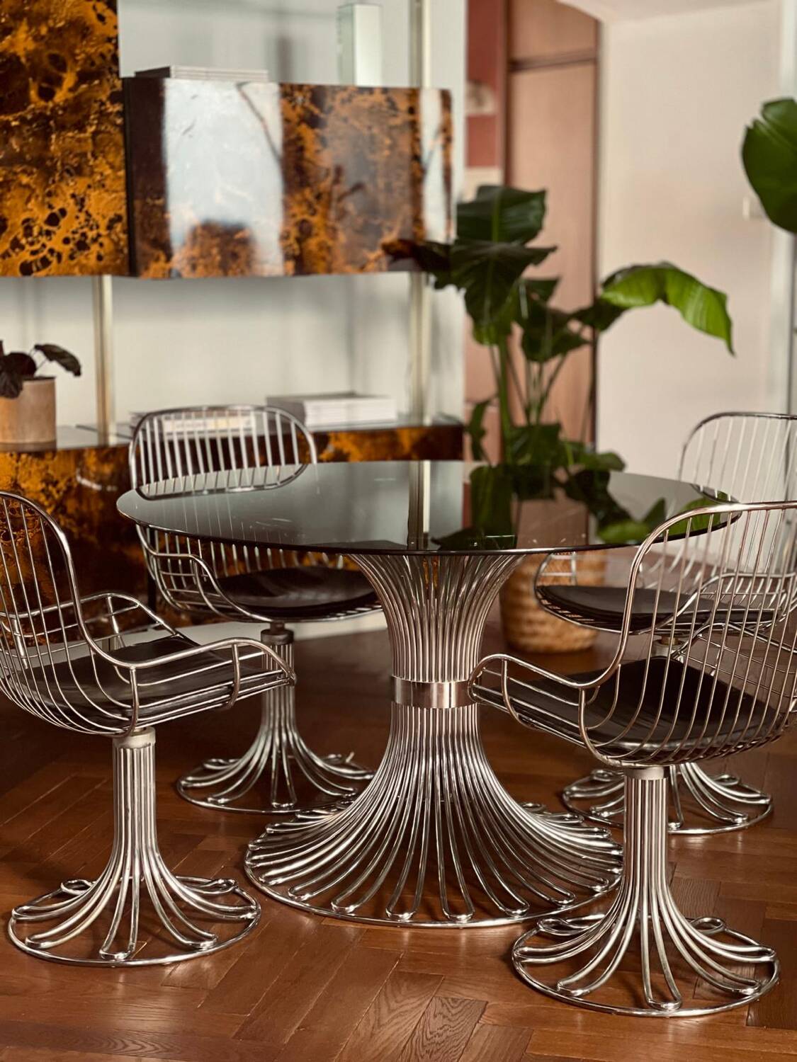Vintage 1970s gastone rinaldi table and 4 chairs