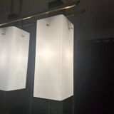 3-light ceiling light, in opaline and brass Maison Arlus 1950