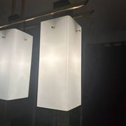 3-light ceiling light, in opaline and brass Maison Arlus 1950