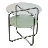 Table d’appoint en métal chrome et verre