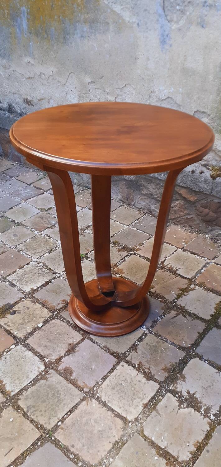 1930 Art Deco pedestal table in solid walnut
