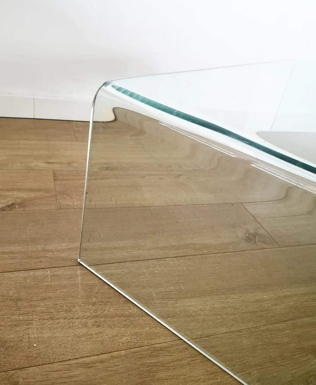 Square molded glass coffee table