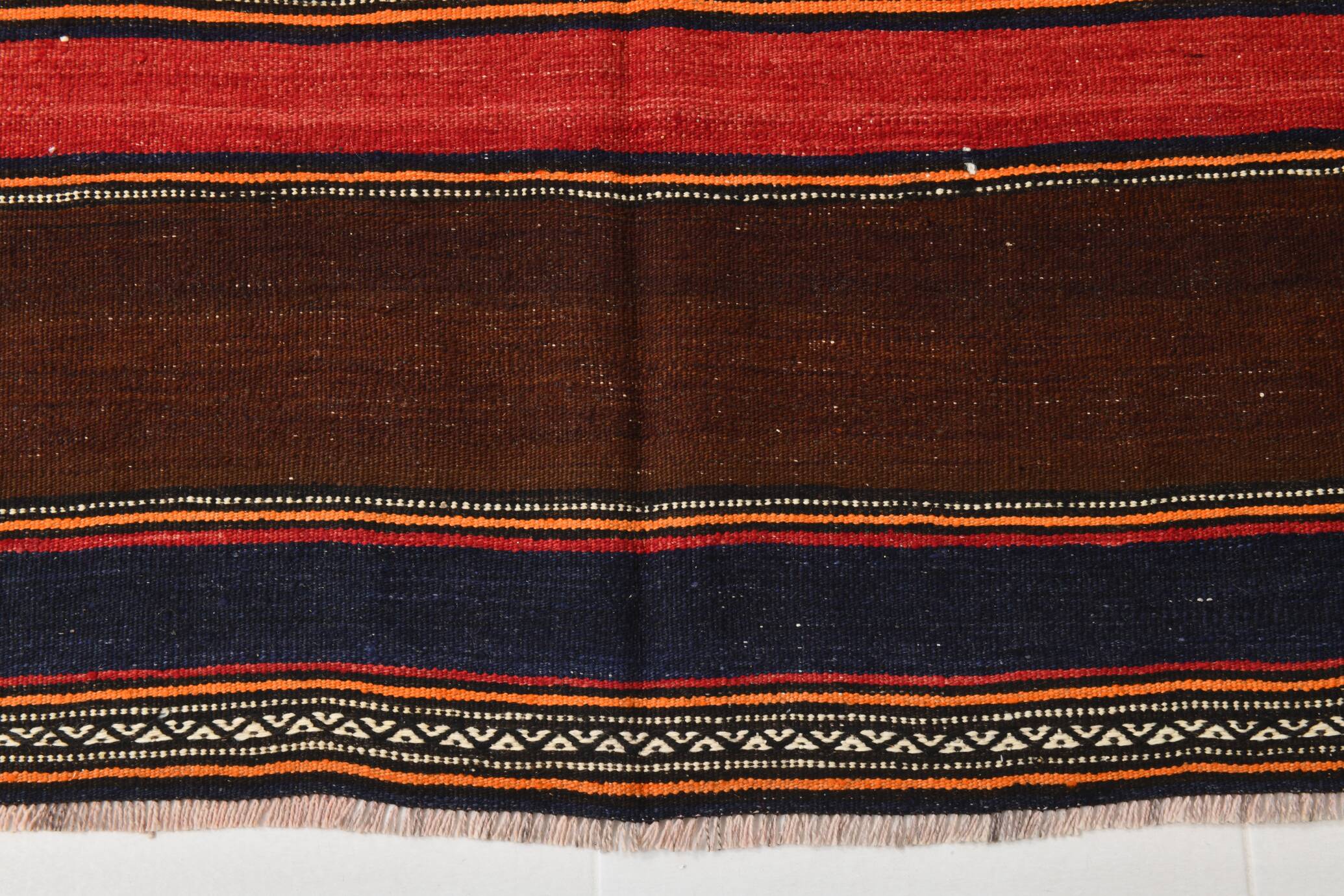 4x8 Brown & Blue Turkish Vintage Kilim Rug 139x245Cm SK 2314