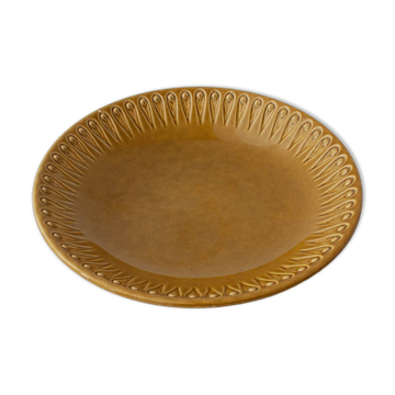 1960s Scandinavian Ceramic Plate in Green Mustard Tone