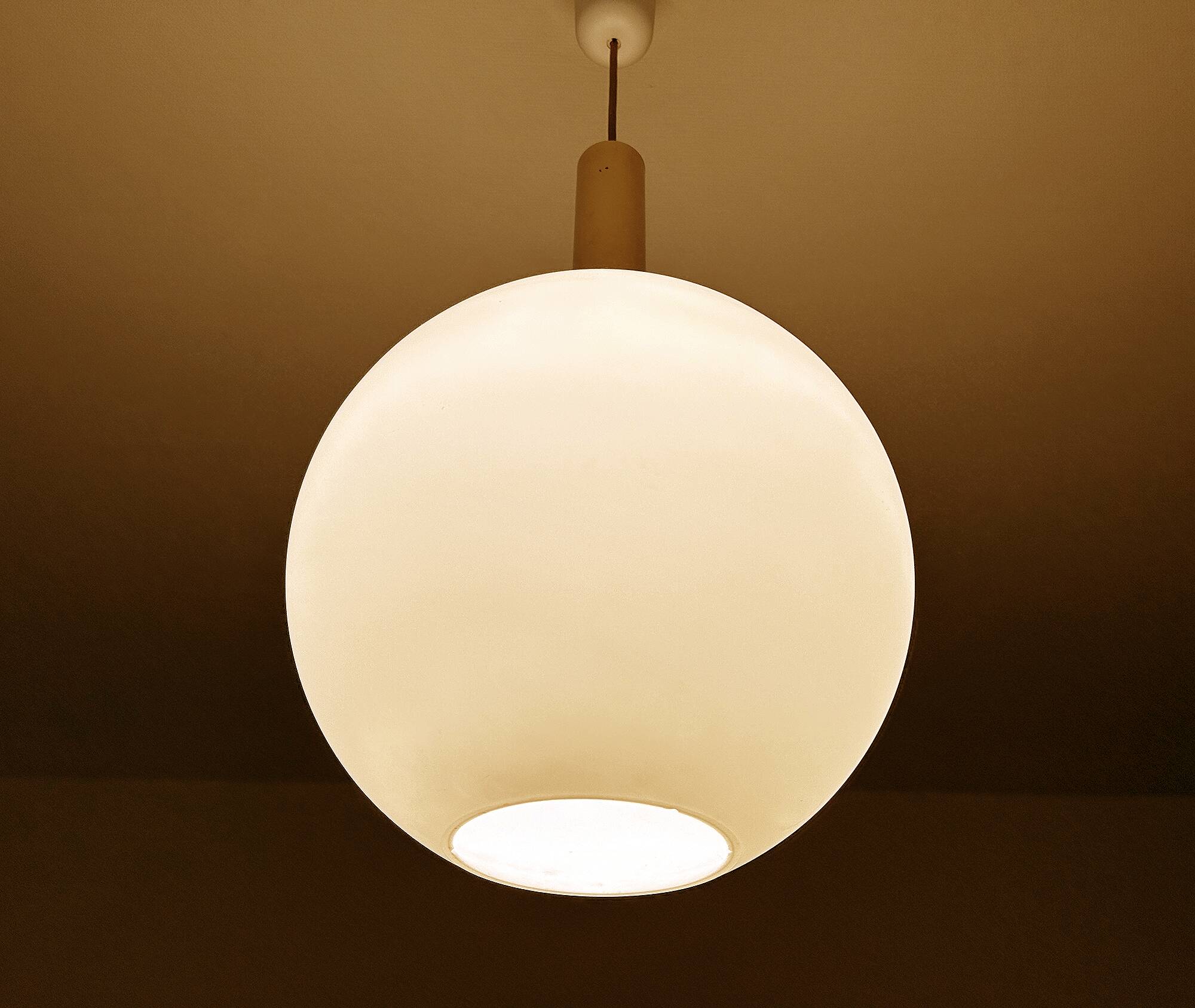 Vintage glass pendant light, 50s