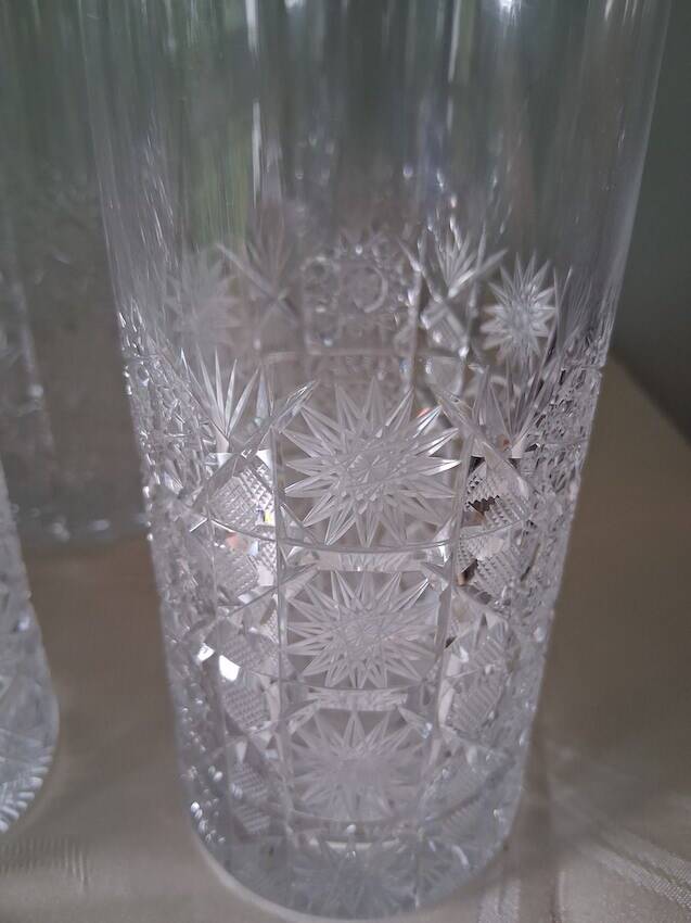 6 large Bohemian crystal whisky/cocktail glasses