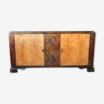 Art deco french sideboard in burr maple