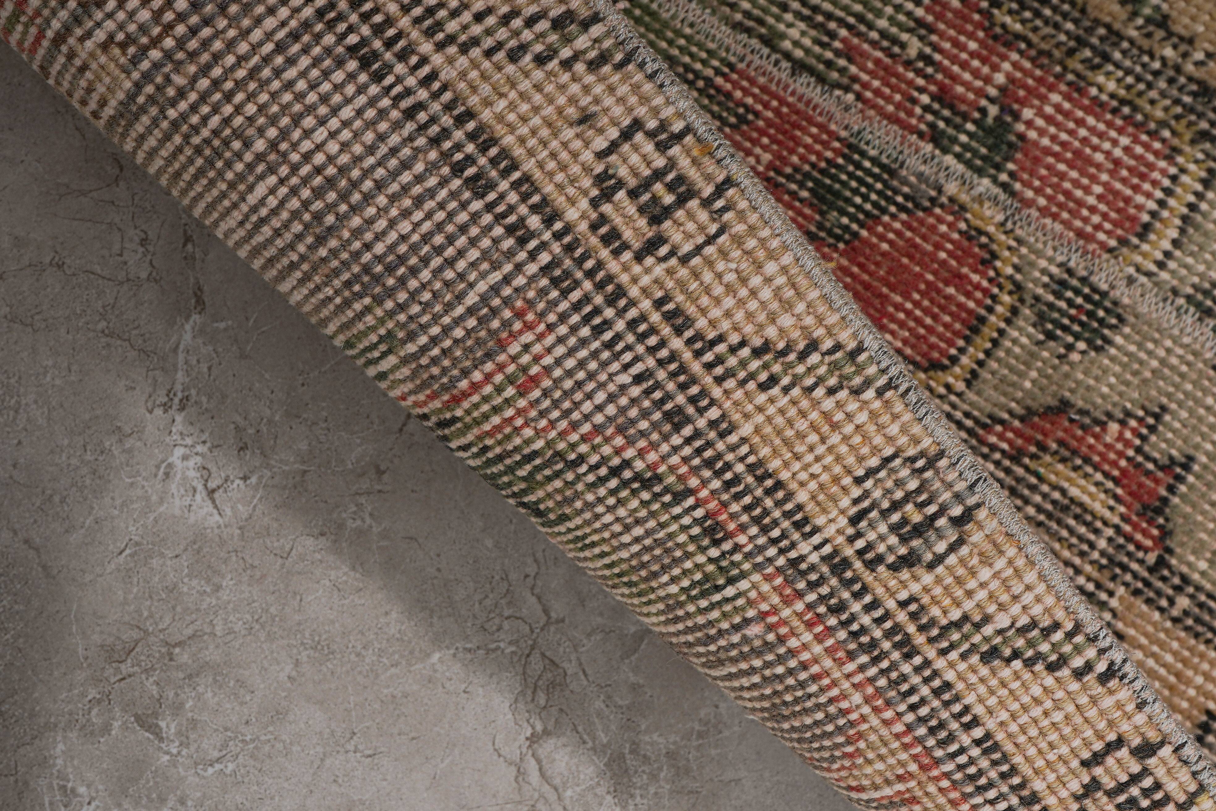 Vintage Turkish Oushak Rug Handwoven 52x712 cm