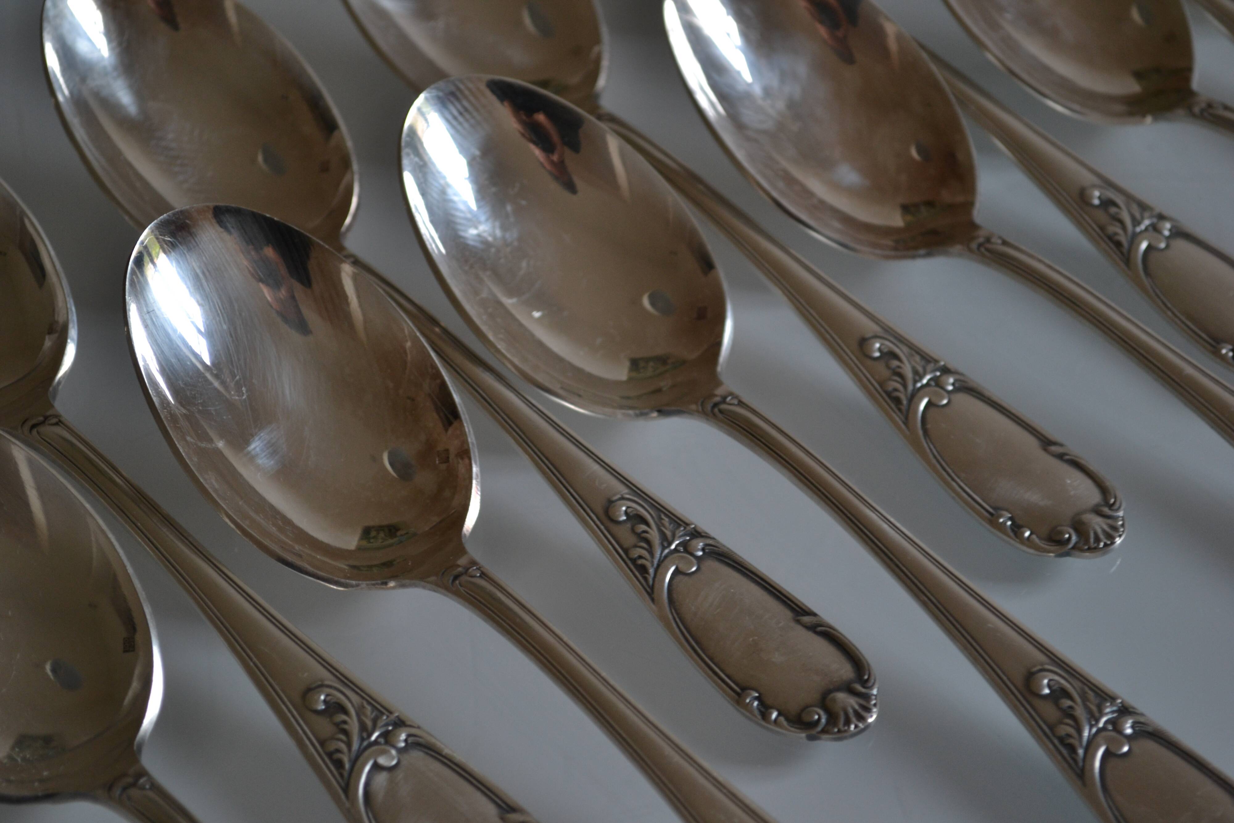 12 silver plated soup spoons Frionnet François