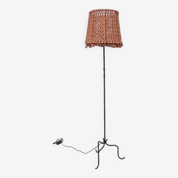 Wrought iron tripod floor lamp 1950