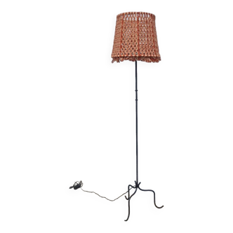 Wrought iron tripod floor lamp 1950