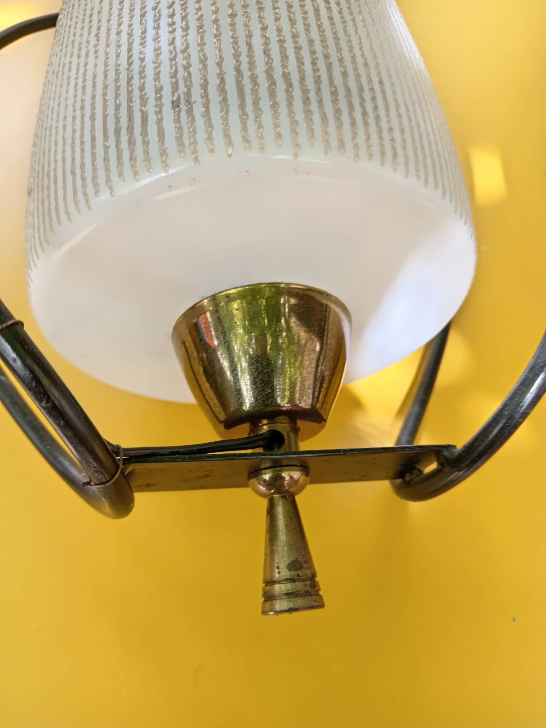 Pair of opaline glass pendant lights