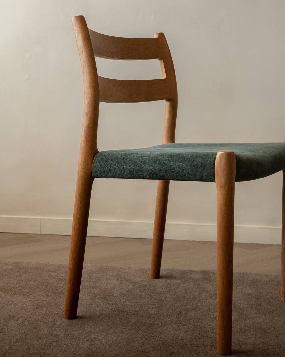 Vintage Danish Dining Chairs Model 84 Oak Niels O. Møller, 1960s, Set of 4