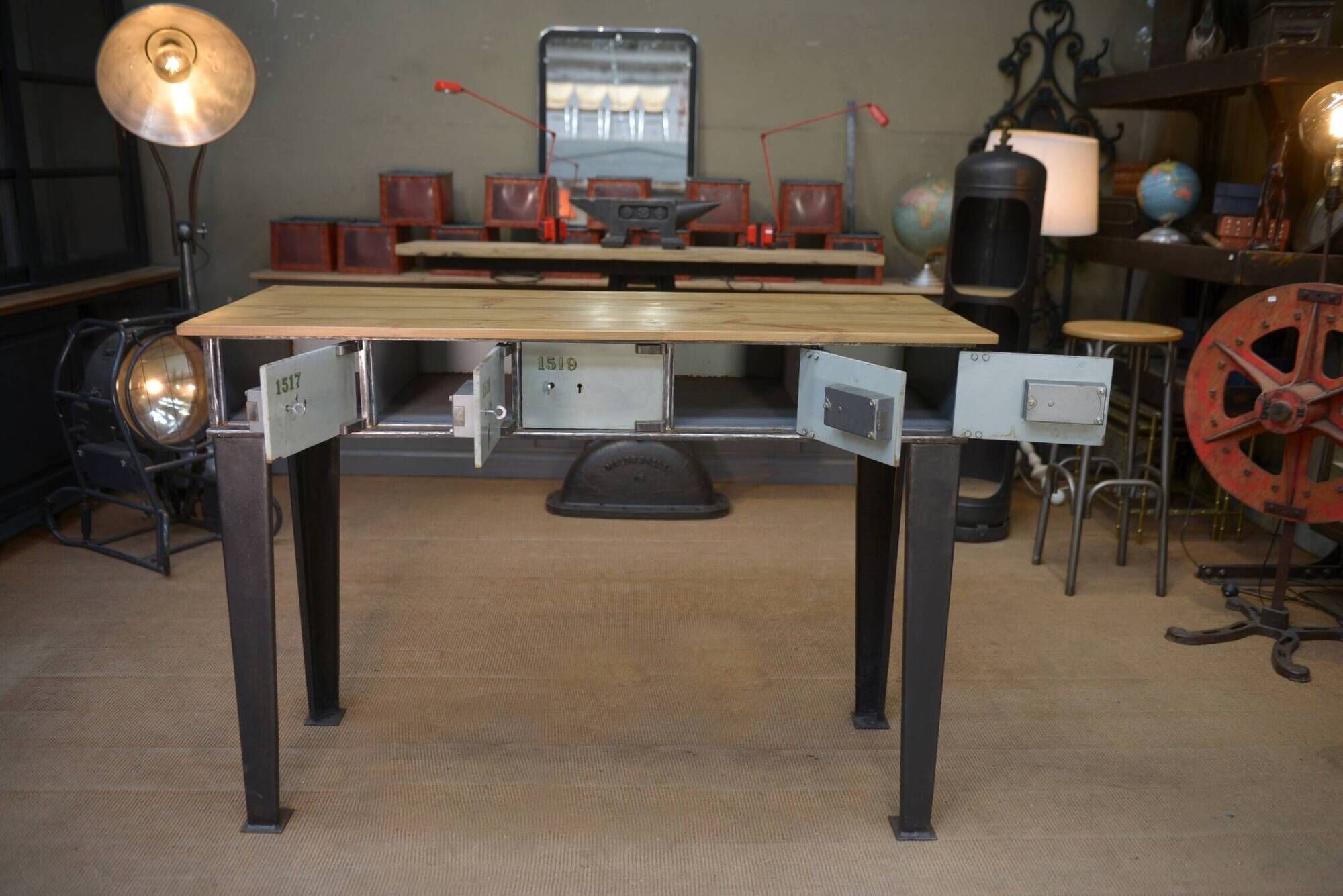 Console furniture from the Banque de France metal 1950
