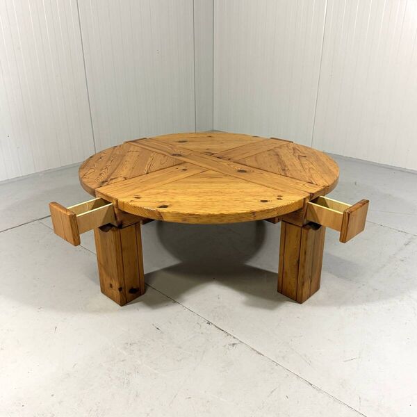 Table basse en pin avec tiroirs Karl Andersson & Söner, Suède, années 1970.